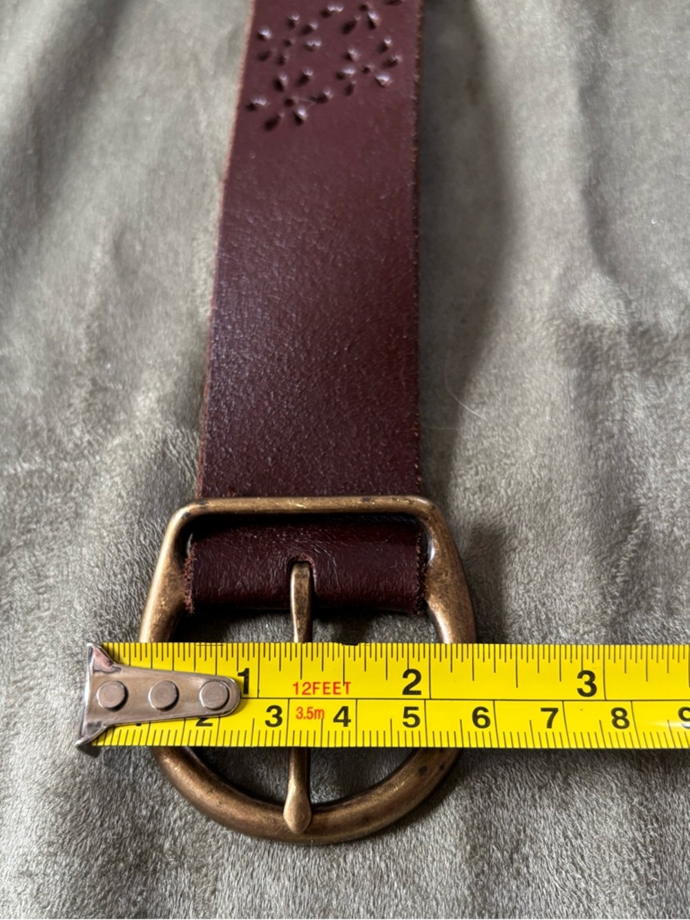ITALIAN LEATHER Vintage Boho Style Floral Cutout Belt SZ M/L 42”, Made in USA - Picture 15 of 16